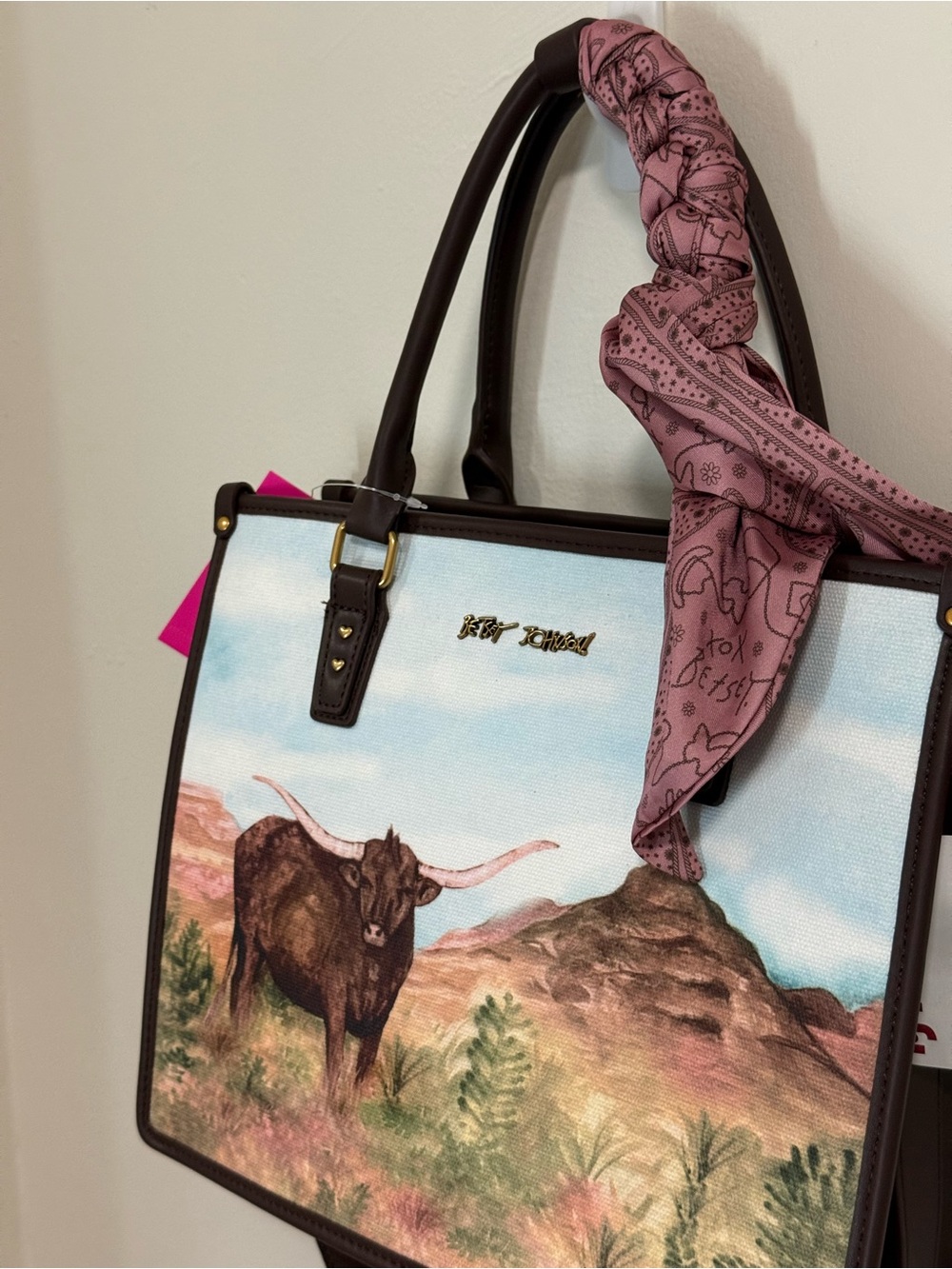 Betsey Johnson Longhorn Bull Tote Bag - Picture 2 of 6